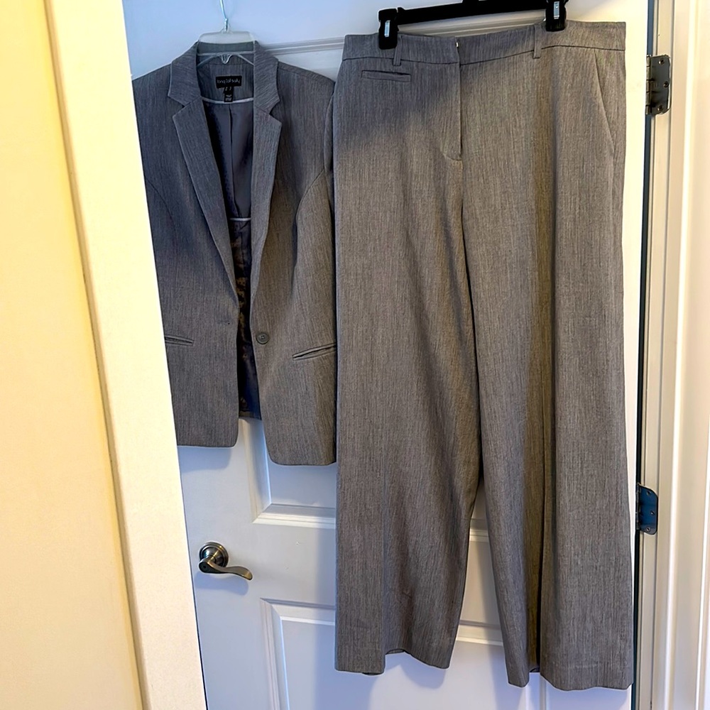 Long Tall Sally Gray Wide Leg Suit Trouser US SIZE 12 34 in inseam